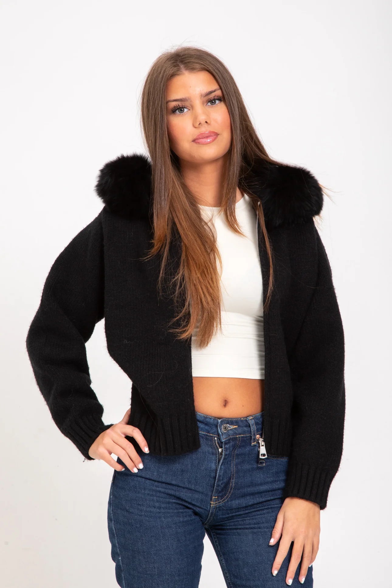 Faux Fur Hooded Coat