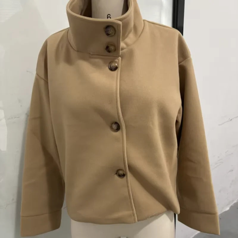 Stand Collar Button Up Coat