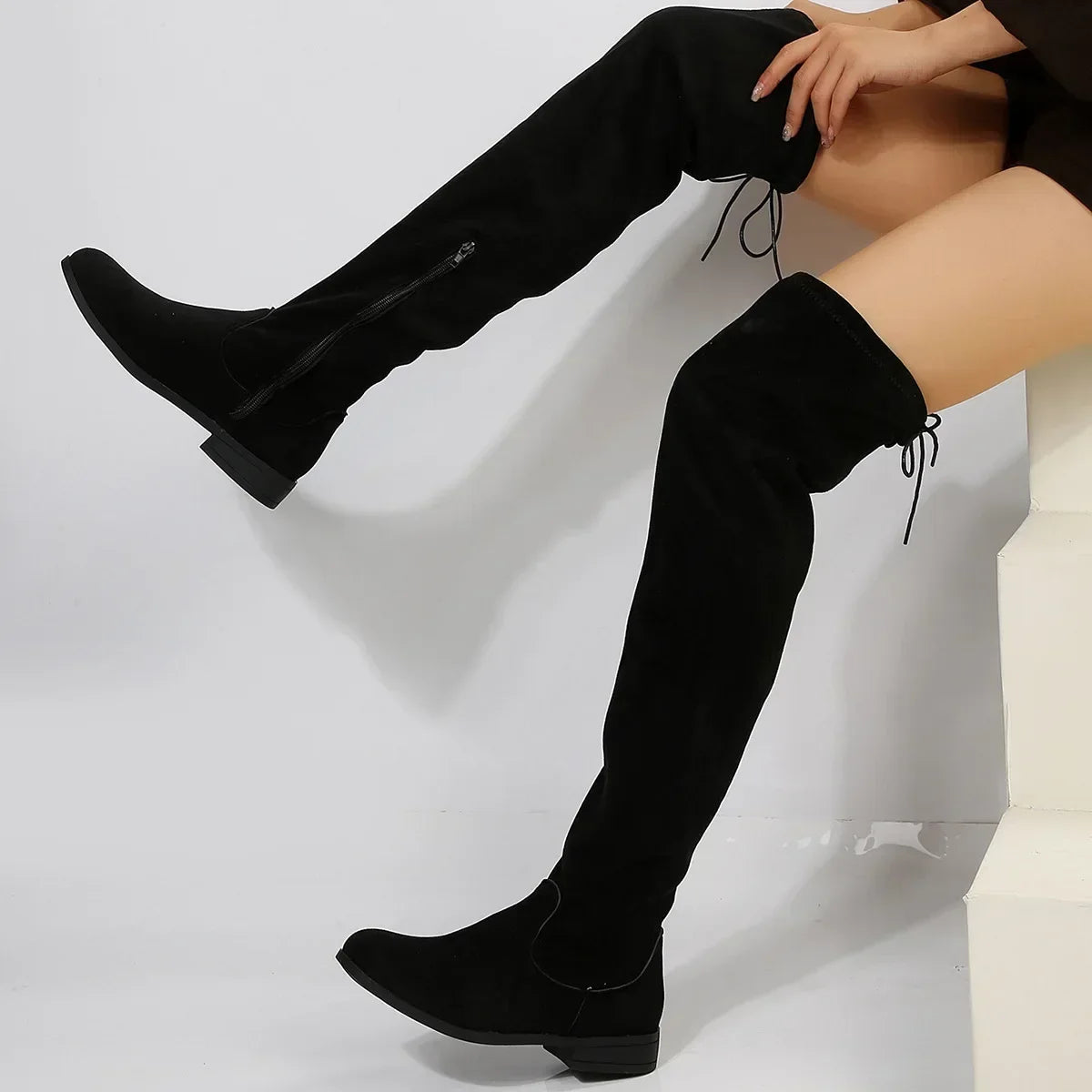 Faux Suede Lace Up Boots