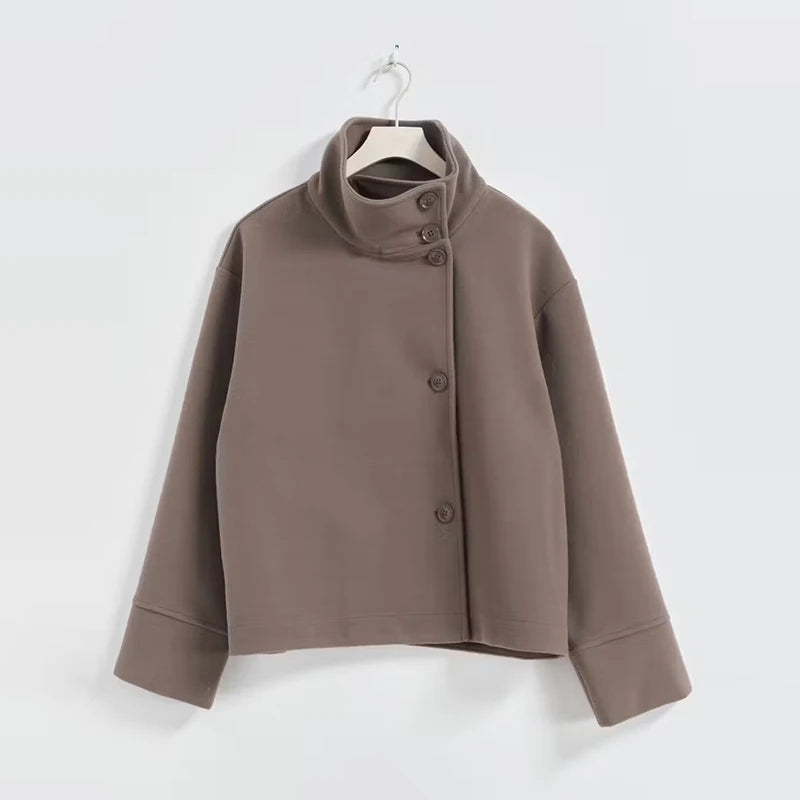 Stand Collar Button Up Coat