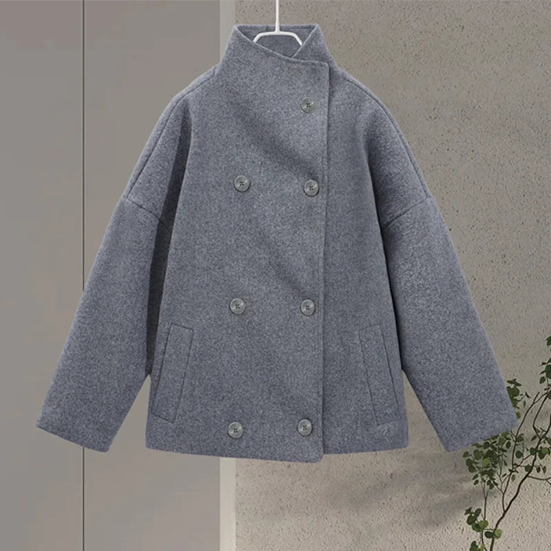 Stand Collar Button Up Coat