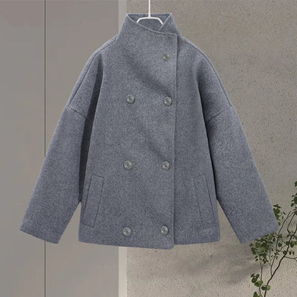 Stand Collar Button Up Coat
