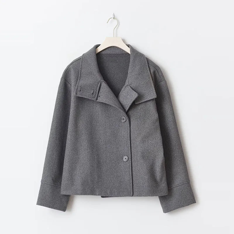 Stand Collar Button Up Coat