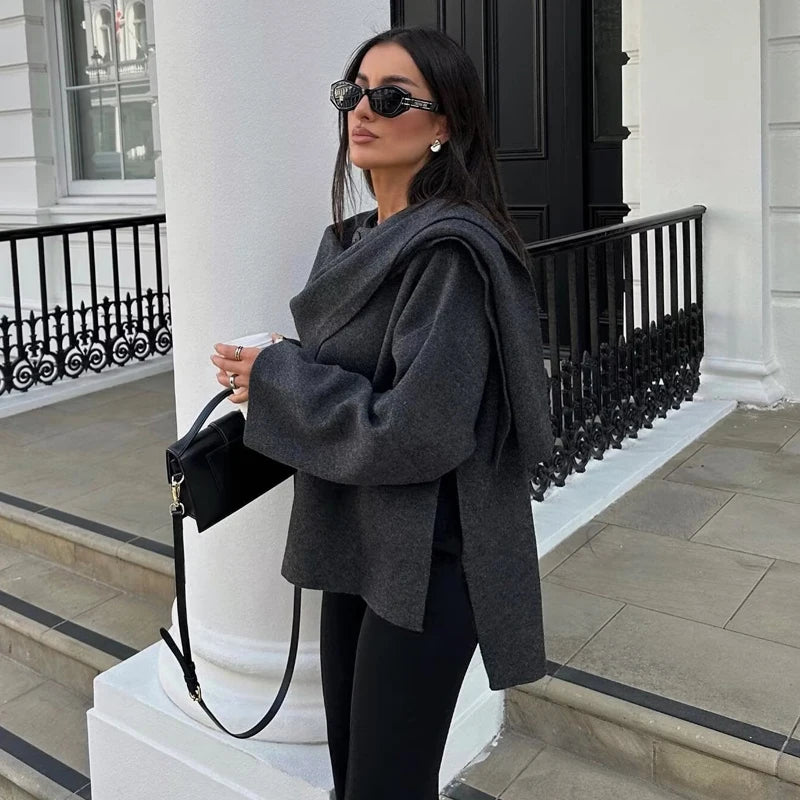 Scarf Demi-Season Coat